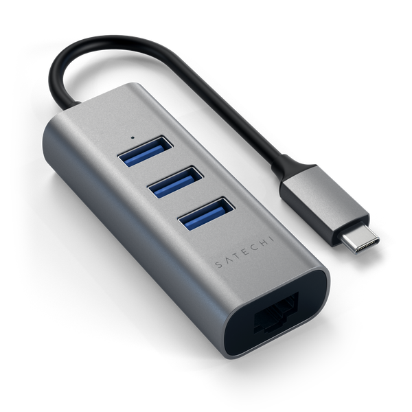 Hub Satechi USB-C 2 em 1 com Ethernet - Cinza Espacial