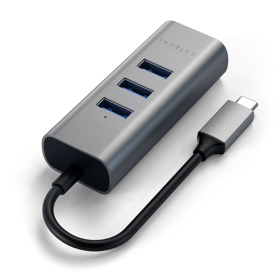 Hub Satechi USB-C 2 em 1 com Ethernet - Cinza Espacial