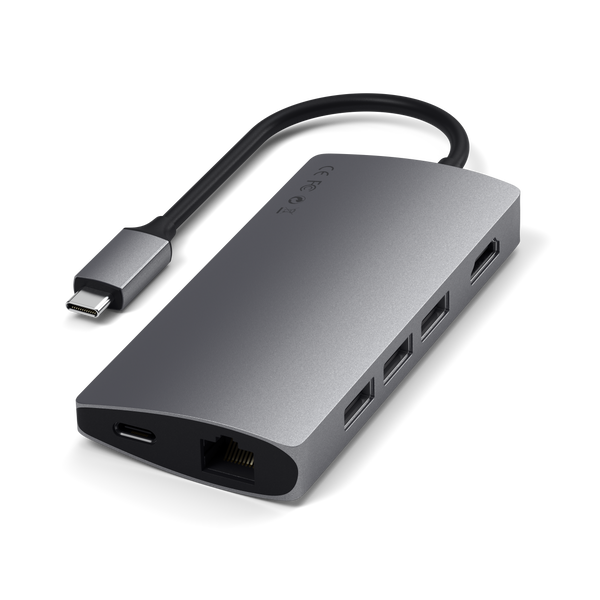 Adaptador Satechi Multi Portas USB-C 4K Com Ethernet V2 - Cinza Espacial