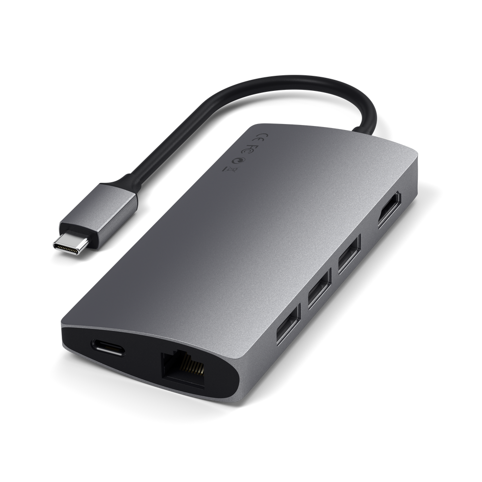 Adaptador Satechi Multi Portas USB-C 4K Com Ethernet V2 - Cinza Espacial