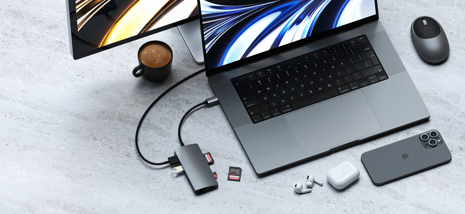 Adaptador Satechi Multi Portas USB-C 4K Com Ethernet V2 - Cinza Espacial