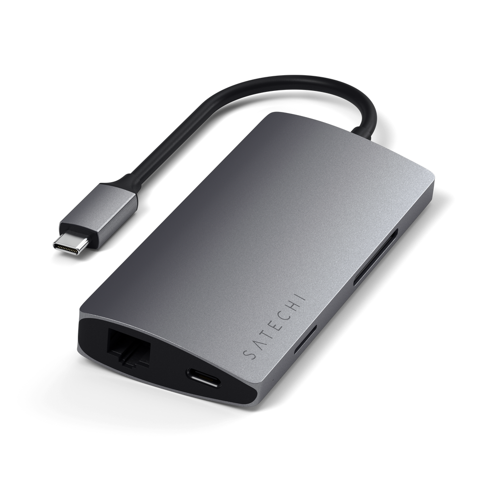 Adaptador Satechi Multi Portas USB-C 4K Com Ethernet V2 - Cinza Espacial