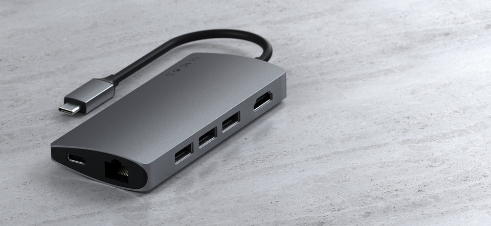 Adaptador Satechi Multi Portas USB-C 4K Com Ethernet V2 - Cinza Espacial