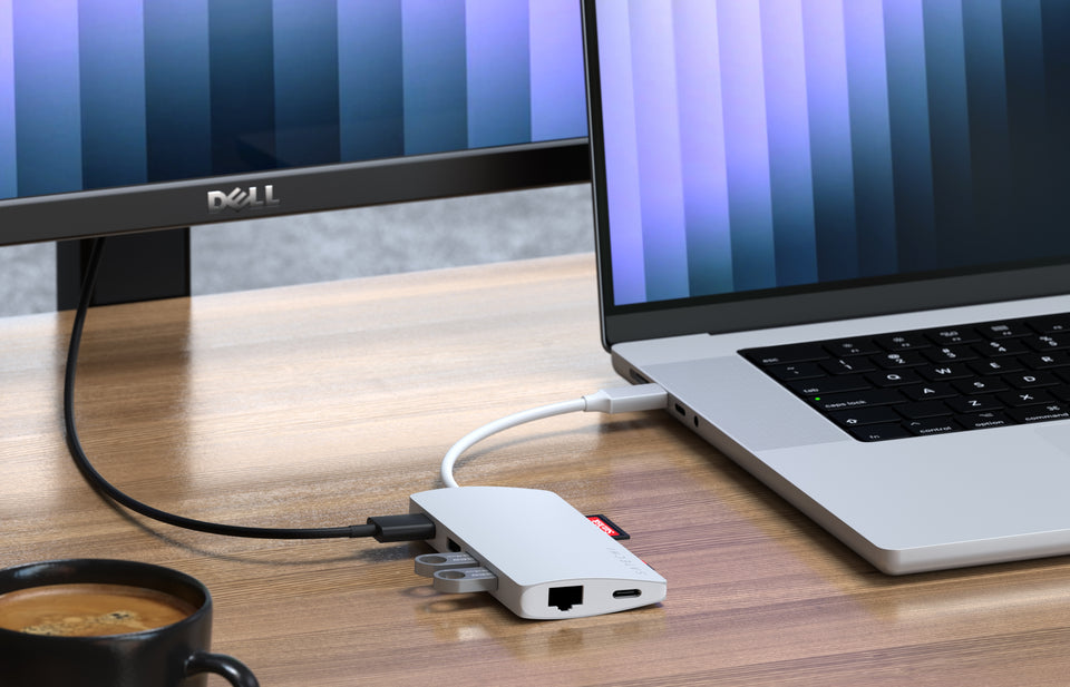 Adaptador Satechi Multi Portas USB-C 4K Com Ethernet V2 - Prata