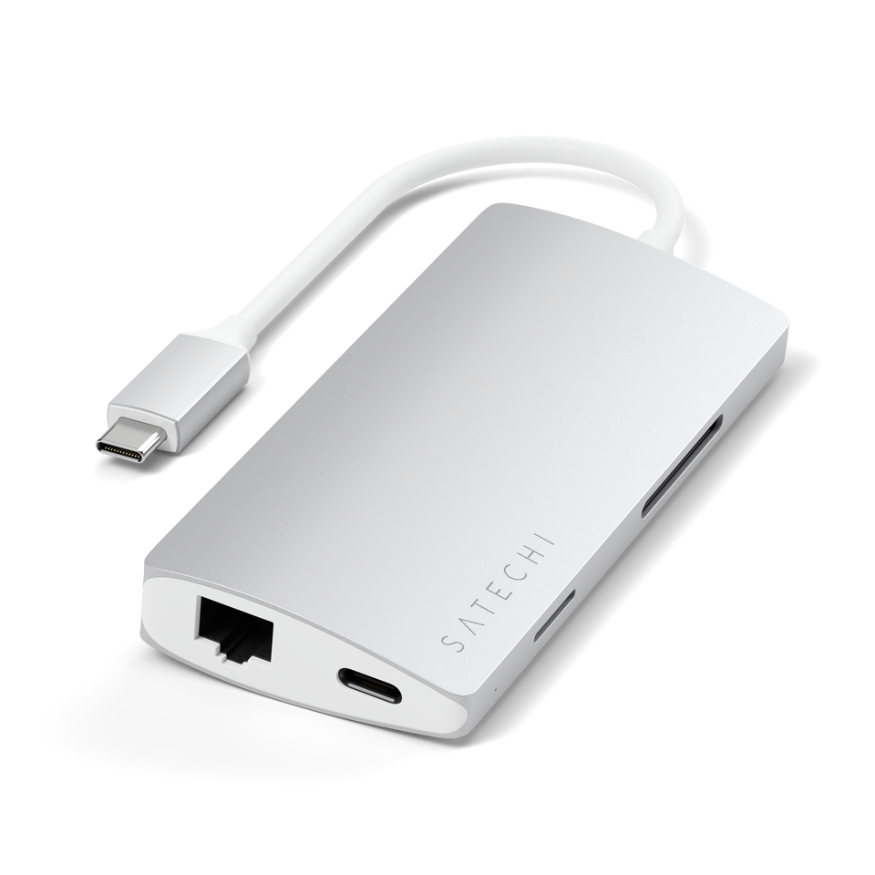 Adaptador Satechi Multi Portas USB-C 4K Com Ethernet V2 - Prata