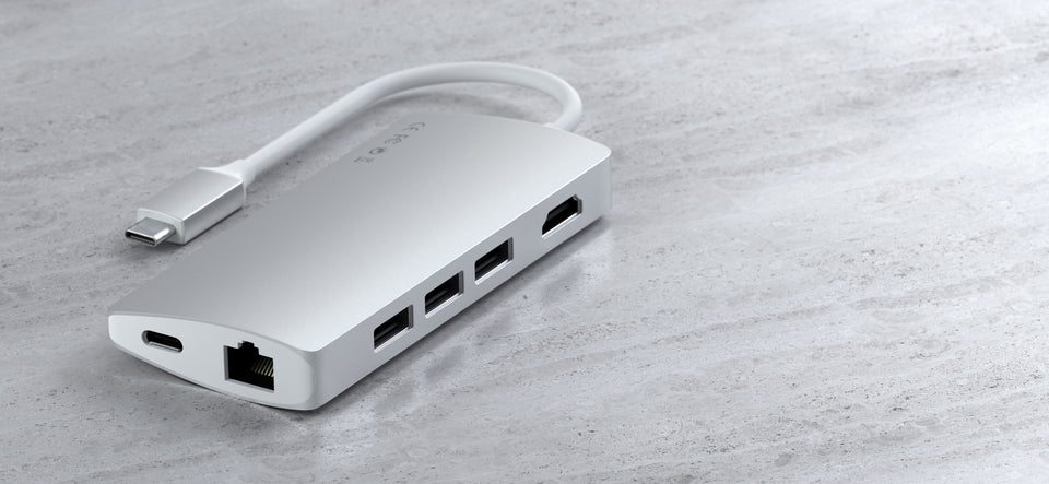 Adaptador Satechi Multi Portas USB-C 4K Com Ethernet V2 - Prata