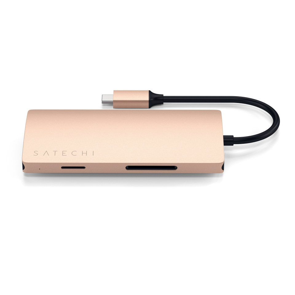 Adaptador Satechi Multi Portas USB-C 4K Com Ethernet V2 - Dourado