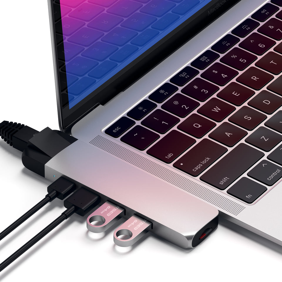 Adaptador Satechi USB-C Pro Hub com Ethernet - Prata