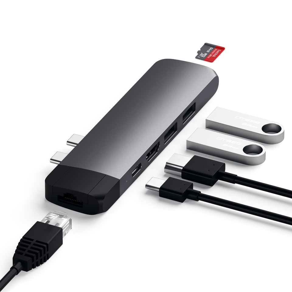 Adaptador Satechi USB-C Pro Hub com Ethernet - Cinza Espacial