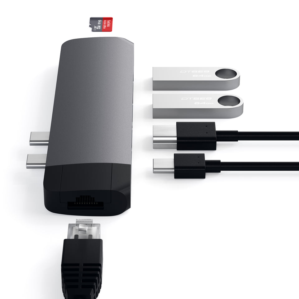 Adaptador Satechi USB-C Pro Hub com Ethernet - Cinza Espacial