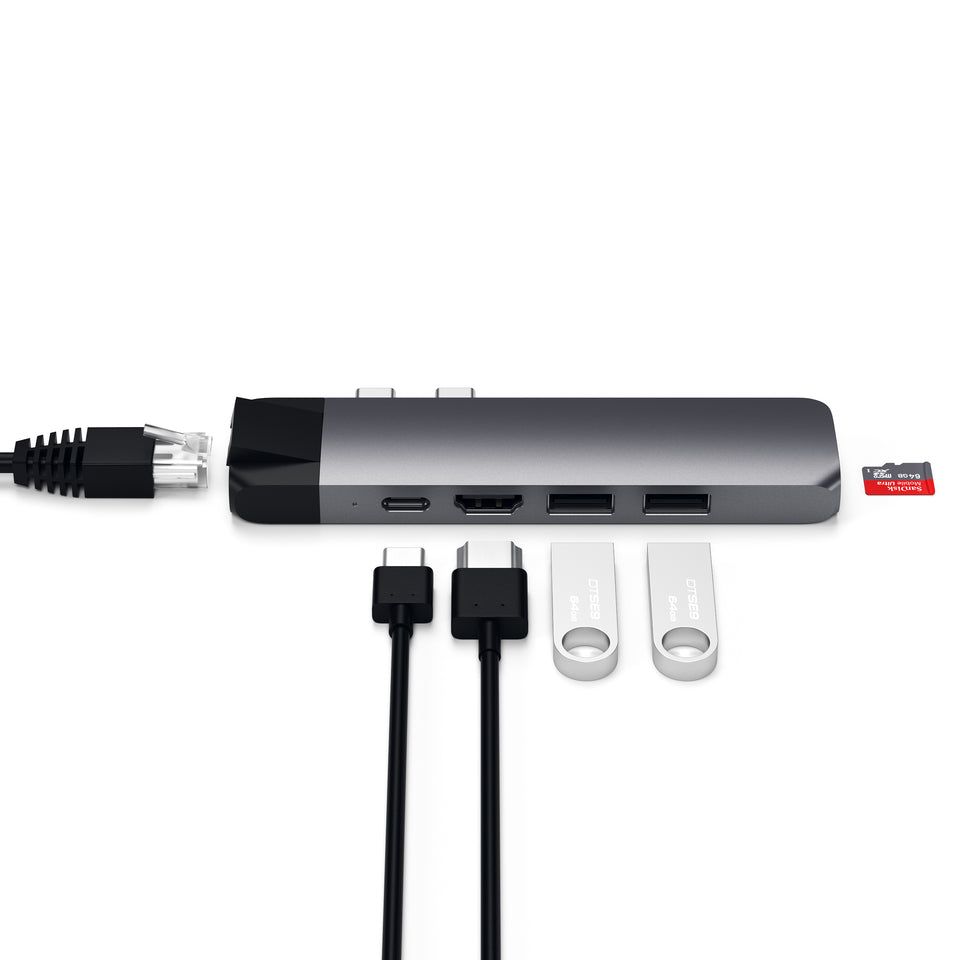 Adaptador Satechi USB-C Pro Hub com Ethernet - Cinza Espacial