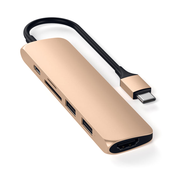 Adaptador Satechi Multi Portas USB-C Slim V2 - Dourado