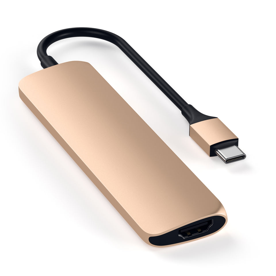 Adaptador Satechi Multi Portas USB-C Slim V2 - Dourado