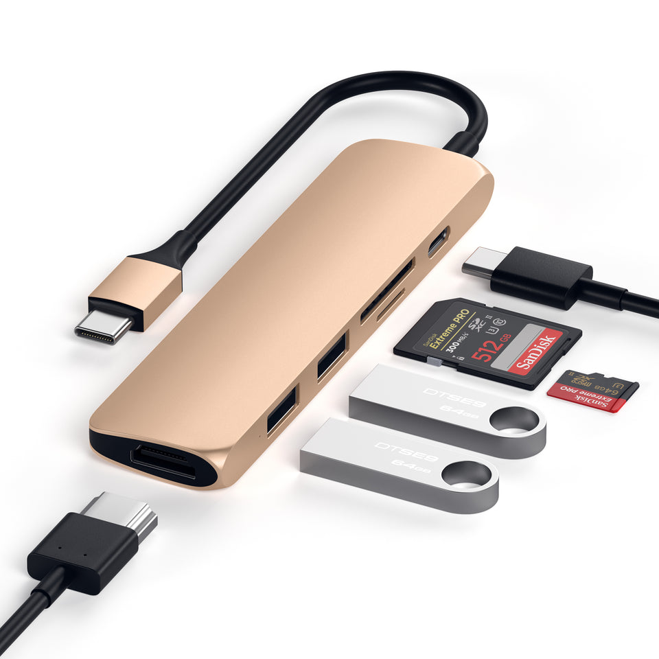 Adaptador Satechi Multi Portas USB-C Slim V2 - Dourado