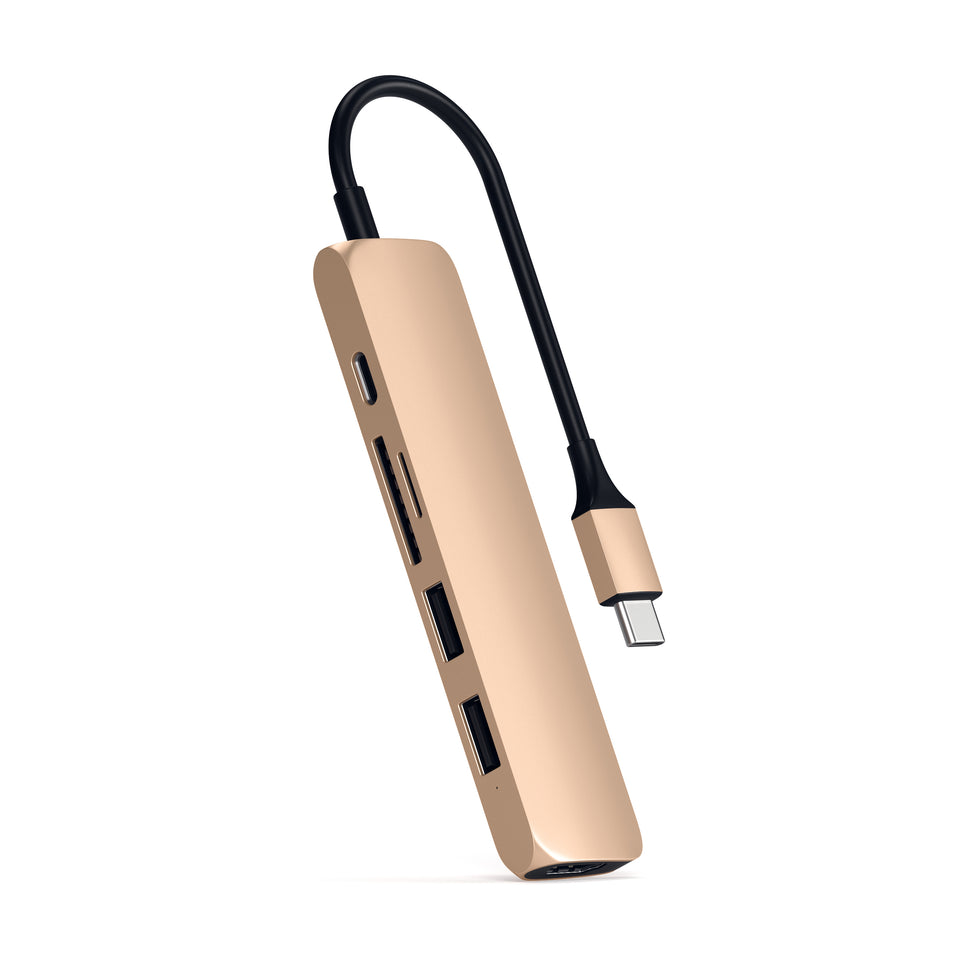 Adaptador Satechi Multi Portas USB-C Slim V2 - Dourado