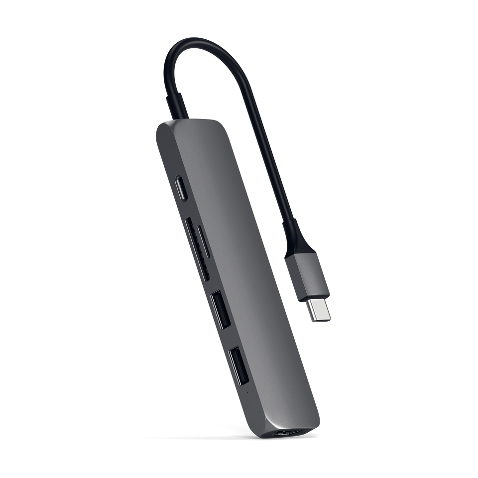 Adaptador Satechi Multi Portas USB-C Slim V2 - Cinza Espacial