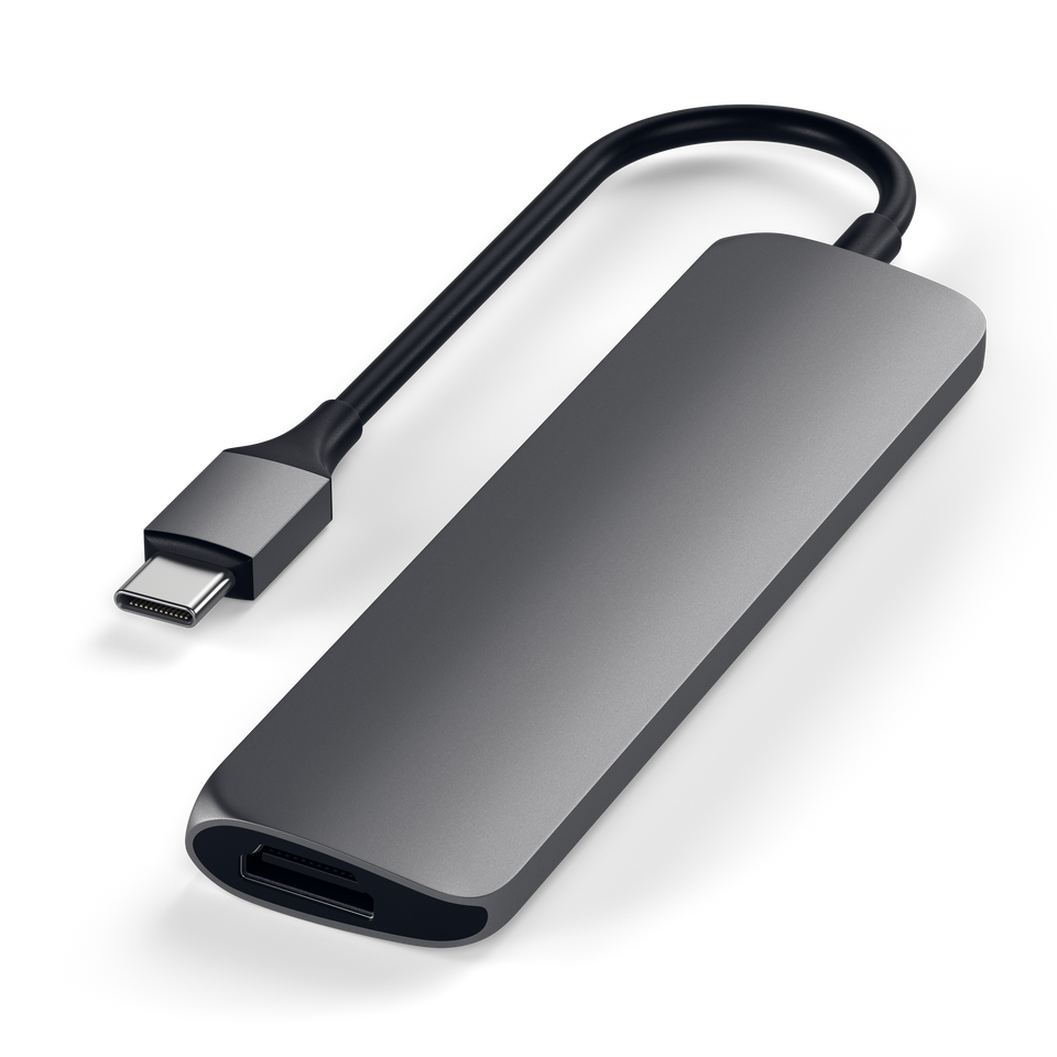 Adaptador Satechi Multi Portas USB-C Slim V2 - Cinza Espacial