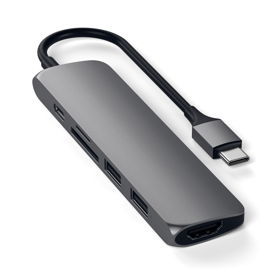 Adaptador Satechi Multi Portas USB-C Slim V2 - Cinza Espacial