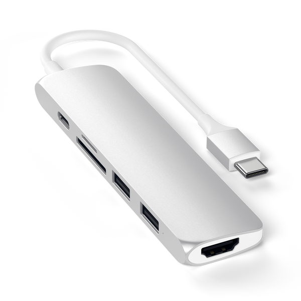 Adaptador Satechi Multi Portas USB-C Slim V2 - Prata