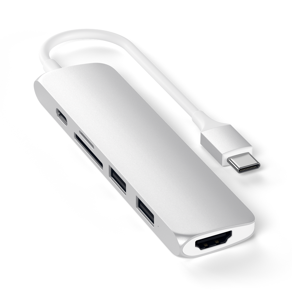 Adaptador Satechi Multi Portas USB-C Slim V2 - Prata