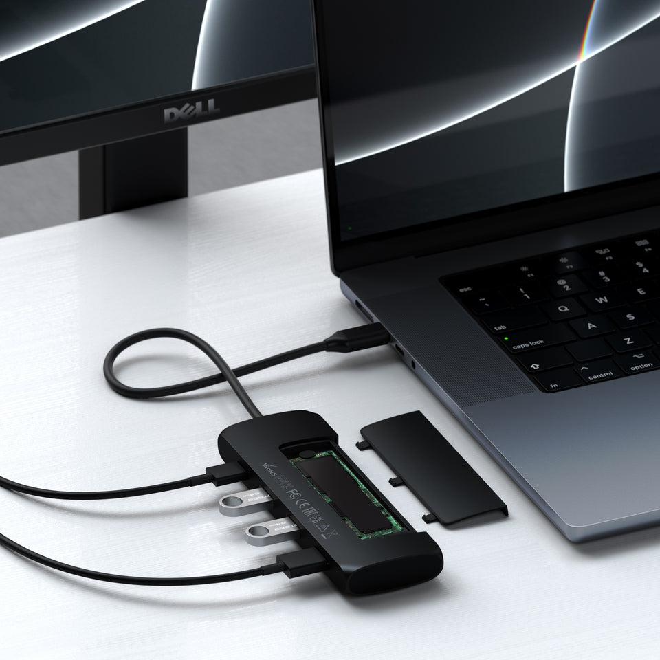 Adaptador Satechi Multi Portas Híbrido USB-C Com Slot SSD - Preto