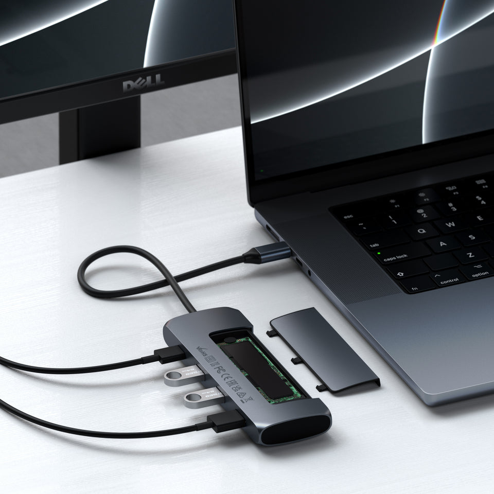 Adaptador Satechi Multi Portas Híbrido USB-C Com Slot SSD - Cinza Espacial