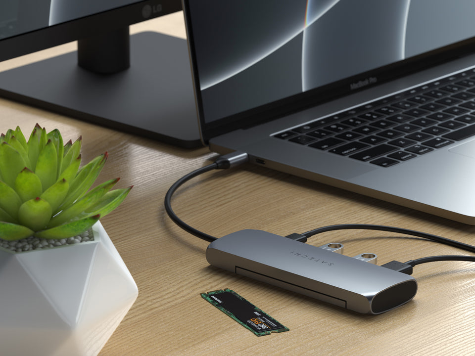 Adaptador Satechi Multi Portas Híbrido USB-C Com Slot SSD - Cinza Espacial