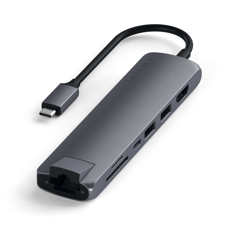 Adaptador Satechi Multi Portas USB-C Slim Com Ethernet - Cinza Espacial