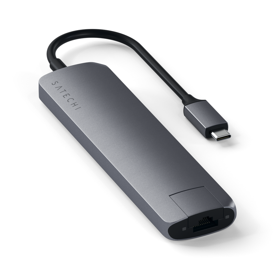 Adaptador Satechi Multi Portas USB-C Slim Com Ethernet - Cinza Espacial