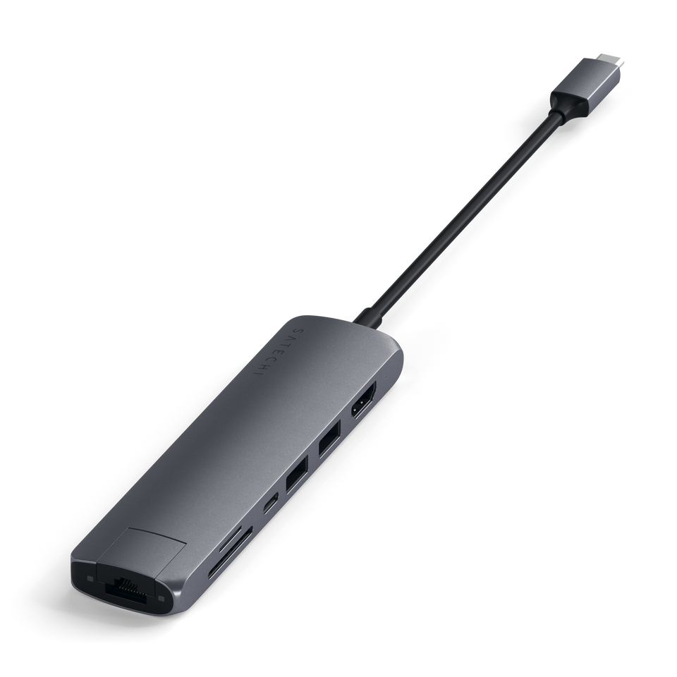 Adaptador Satechi Multi Portas USB-C Slim Com Ethernet - Cinza Espacial