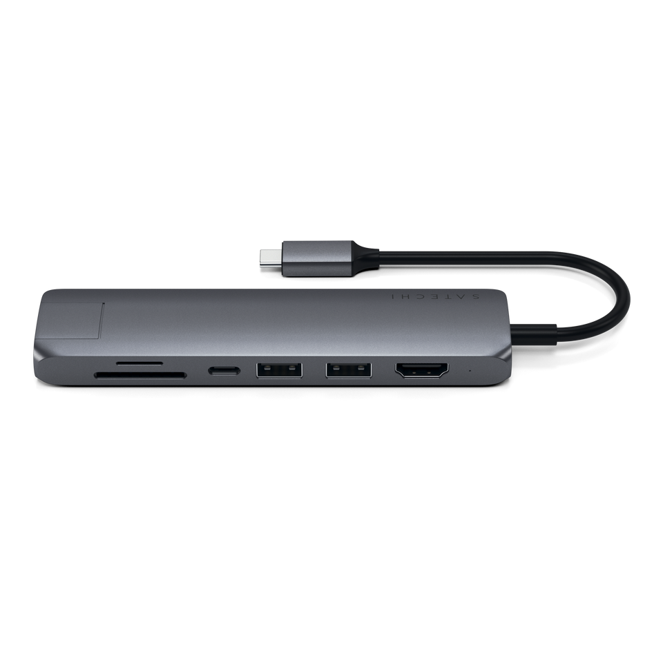 Adaptador Satechi Multi Portas USB-C Slim Com Ethernet - Cinza Espacial