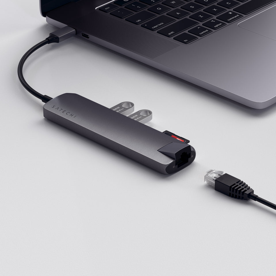 Adaptador Satechi Multi Portas USB-C Slim Com Ethernet - Cinza Espacial