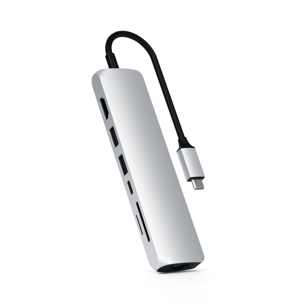 Adaptador Satechi Multi Portas USB-C Slim Com Ethernet - Prata