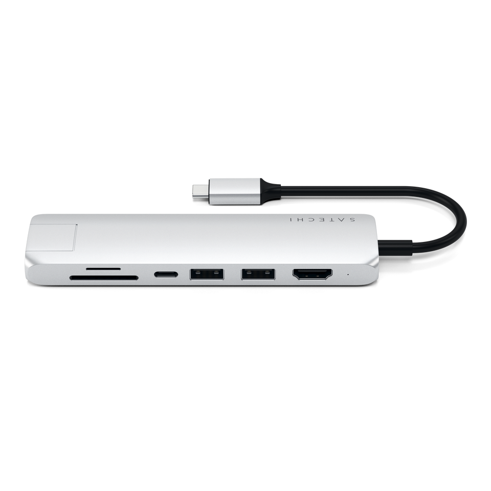 Adaptador Satechi Multi Portas USB-C Slim Com Ethernet - Prata