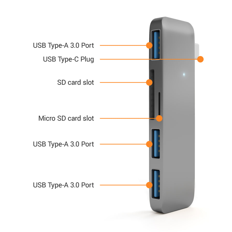 Adaptador e HUB Satechi 3 em 1 USB-C 3.0 - Cinza Espacial