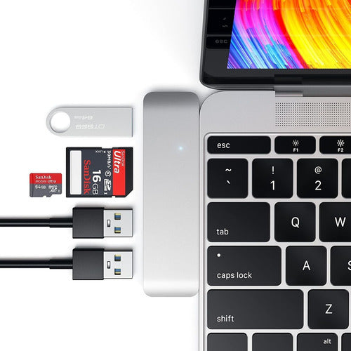 Adaptador e HUB Satechi 3 em 1 USB-C 3.0 - Prata