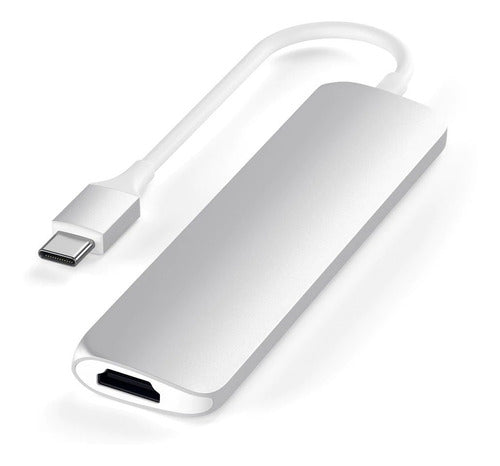 Adaptador Satechi Multi Porta Fino USB-C HDMI 4K - Prata