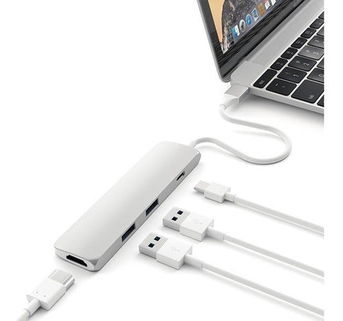 Adaptador Satechi Multi Porta Fino USB-C HDMI 4K - Prata