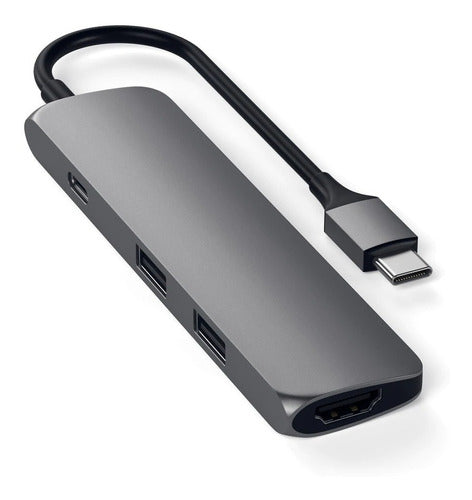 Adaptador Satechi Multi Porta Fino USB-C HDMI 4K - Cinza Espacial