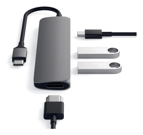 Adaptador Satechi Multi Porta Fino USB-C HDMI 4K - Cinza Espacial