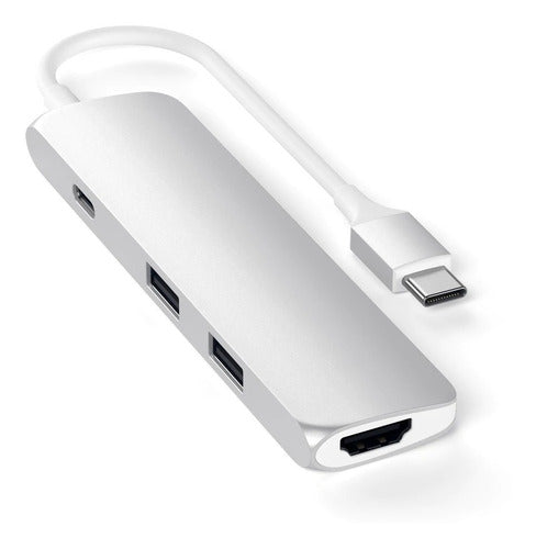 Adaptador Satechi Multi Porta Fino USB-C HDMI 4K - Prata