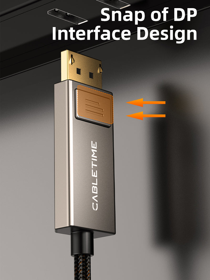 Cabo Cabletime Displayport Bidirecional, Saída de Vídeo 8k - USB-C Para Displayport - 2 Metros