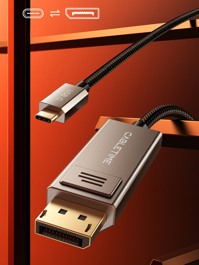 Cabo Cabletime Displayport Bidirecional, Saída de Vídeo 8k - USB-C Para Displayport - 2 Metros