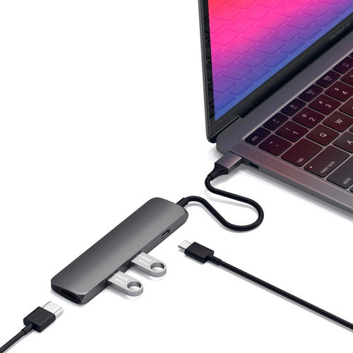 Adaptador Satechi Multi Porta Fino USB-C HDMI 4K - Cinza Espacial