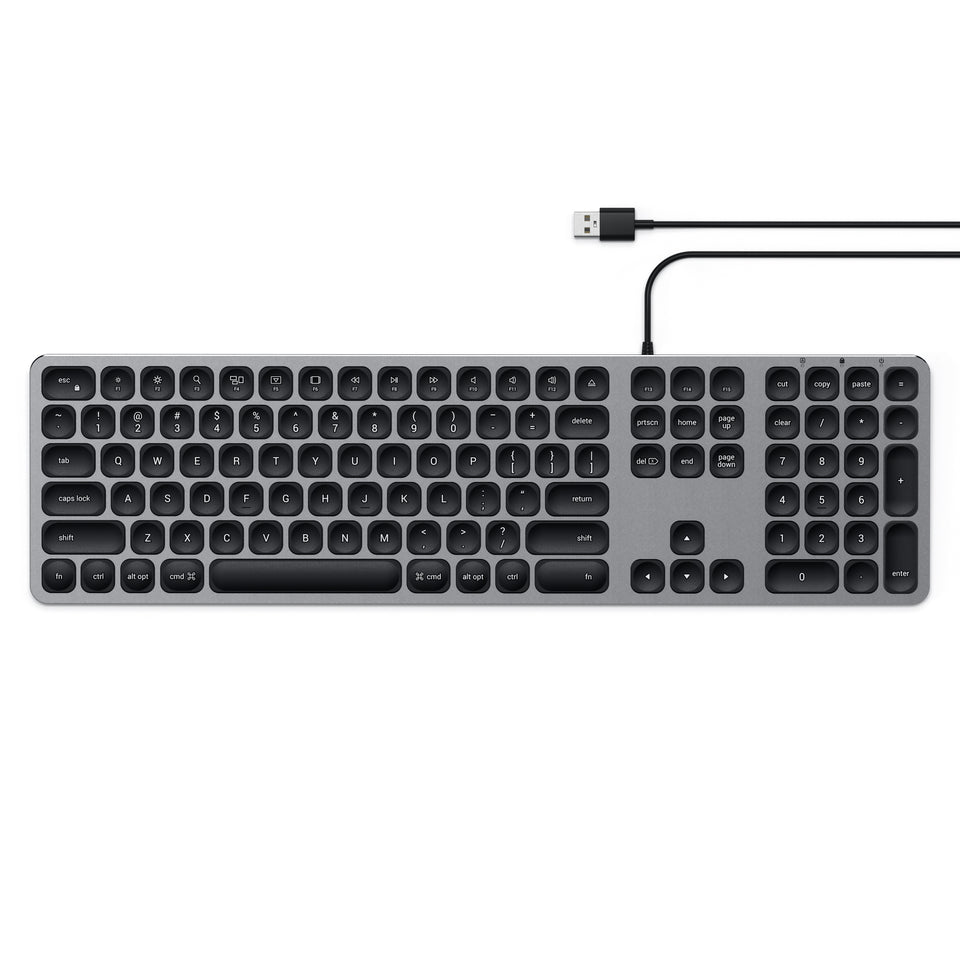 Teclado Satechi USB-A em Alumínio Com Fio - US - Cinza Espacial