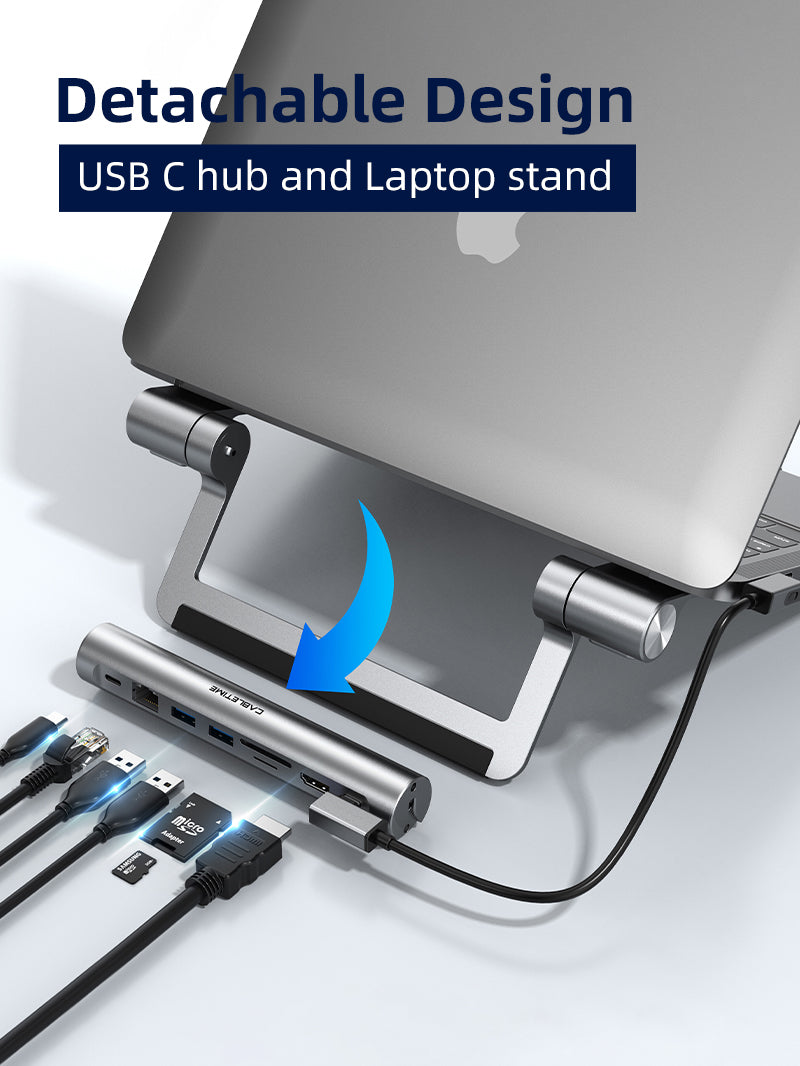 Adaptador Cabletime USB-C Multiportas Com Suporte - 8 em 1