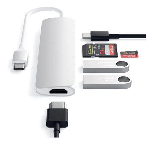 Adaptador Satechi Multi Portas USB-C Slim V2 - Prata