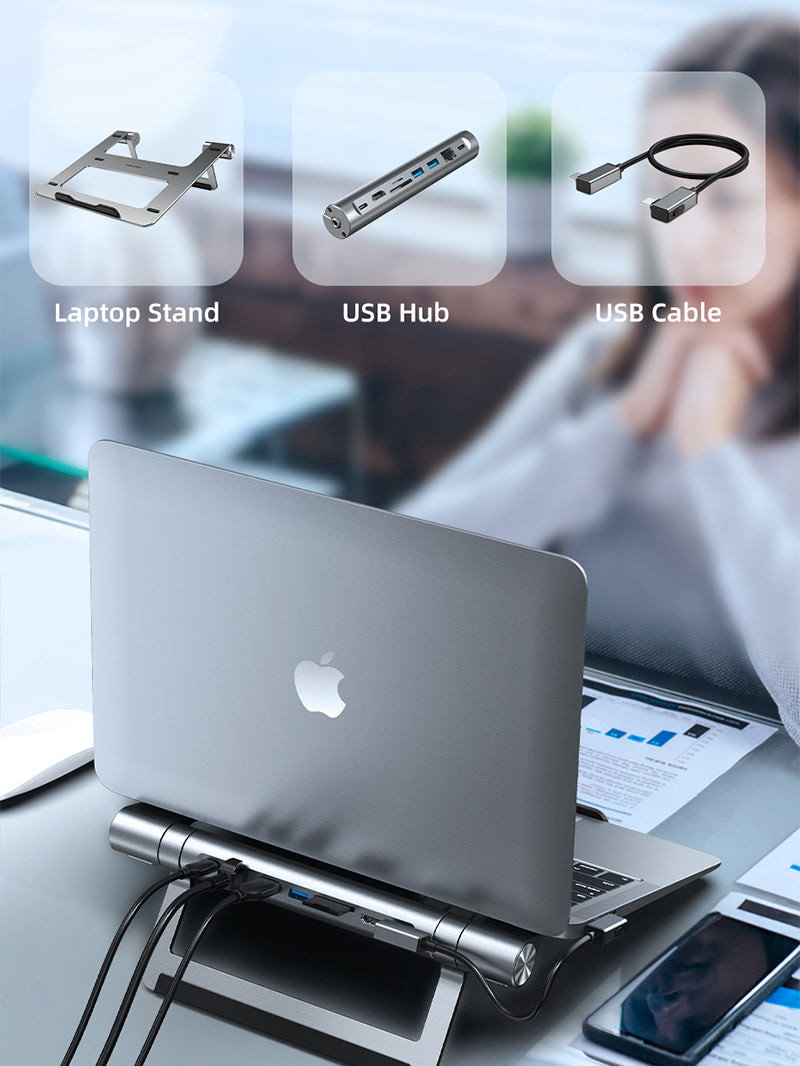 Adaptador Cabletime USB-C Multiportas Com Suporte - 8 em 1